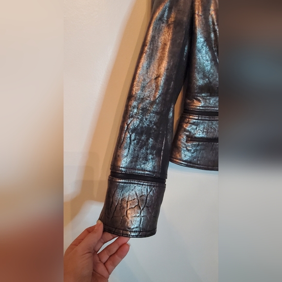 ROBERT RODRIGUEZ -size 6- metalic leather jacket 100%leather - Picture 8 of 12